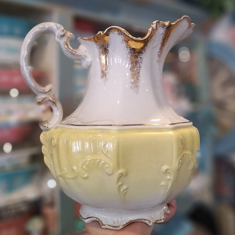 Large Antique Pitcher, Trade Bros Stroke On Trent, Victorian Water Pitcher